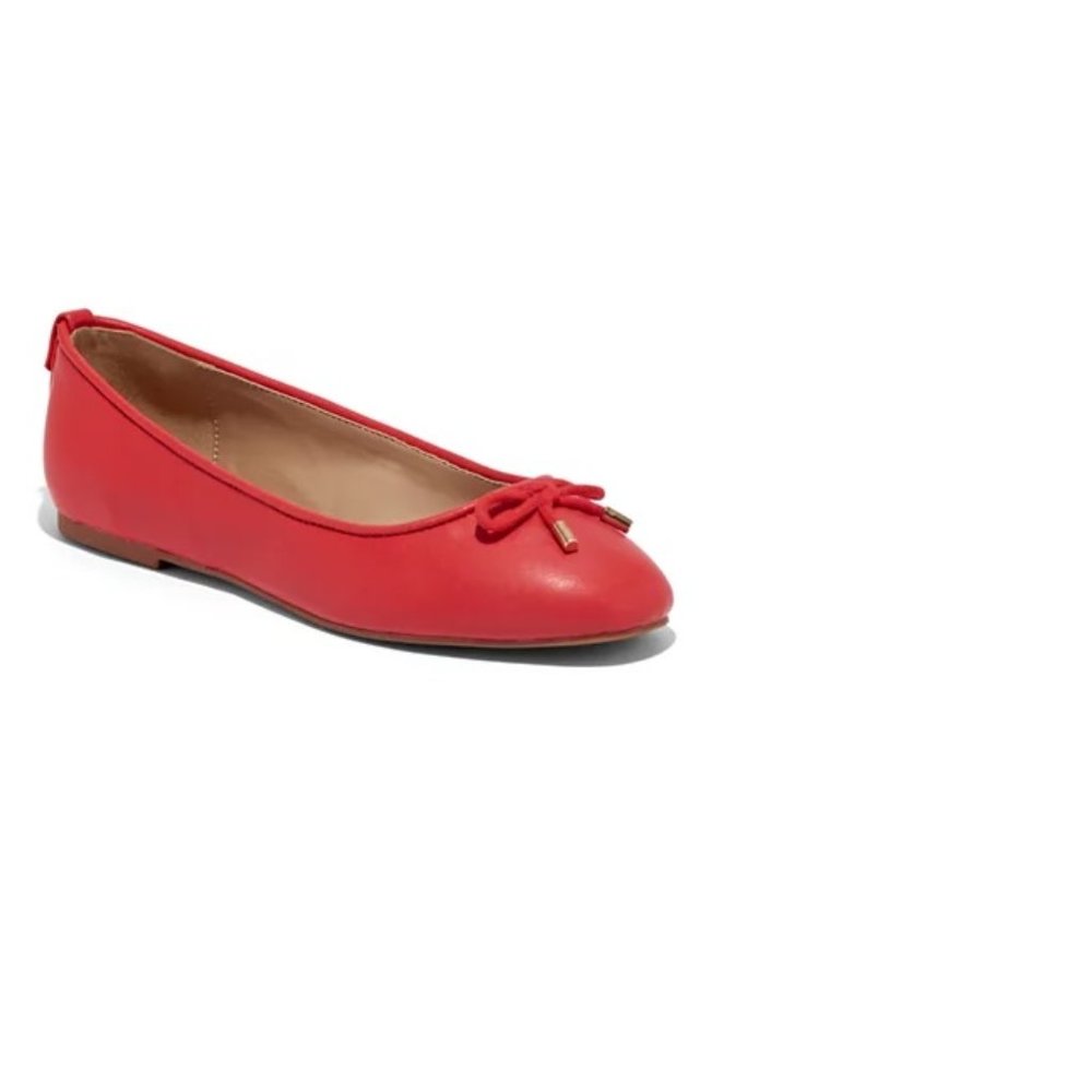 New York & Company Coral-Red Bow Ballet Flat